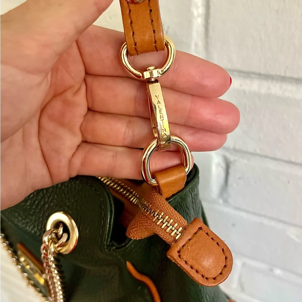 Valentina Italian Pebbled Leather Crossbody/Shoulder Bag in Pine, EUC - Picture 4 of 14